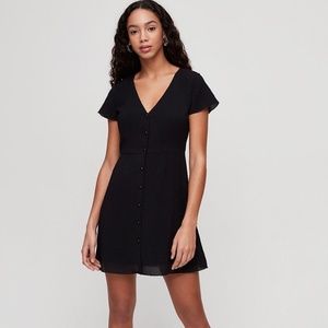 Wilfred Nazaire Dress 2 button-up mini aritzia black lbd fit and flare v-neck